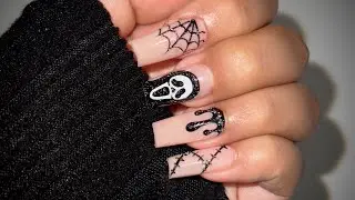 Simple Halloween Nail Art | Beginner Friendly Nail Art | Halloween Gel X Nails Tutorial