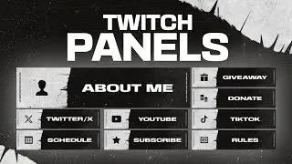 Black & White Twitch Profile Panel Overlays for Streamers