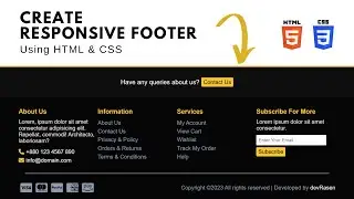 Complete Responsive Footer Section Using HTML & CSS | devRasen | Create Responsive Footer Section