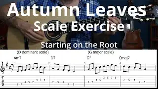 Scale Exercise for "Autumn Leaves" with Guitar Tab