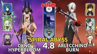 New 4.8 Spiral Abyss│Cyno Hyperbloom & Arlecchino Burn | Genshin Impact Floor 12