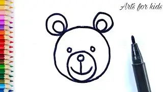 How to draw Bear face easy | drawings for kids