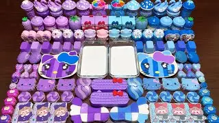 PURPLE VS BLUE  WITH CLAY AND GLITTER ! Mixing Random Things Into GLOSSY Slime #2520