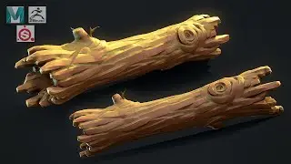 Stylized Wood Log - Zbrush, Autodesk Maya 2022, Substance Painter