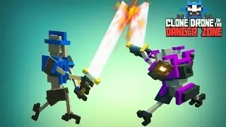 A cartoon about the BATTLE ROBOTS in the ARENA like a Minecraft Clone Drone in the Danger Zone