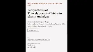 Biosynthesis of Triacylglycerols (TAGs) in plants and algae | RTCL.TV