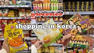 shopping in korea vlog 🇰🇷 grocery food with prices 🍜 making tteokboki, snacks unboxing & more