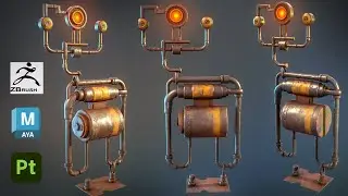 Creating Wall Machinery with Autodesk Maya 2023, Zbrush, and Substance Painter