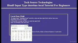 Html5 Input Type datetime-local | Input type =datetime-local | Html5 Input types