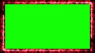 Red Fire Frame 4K - Motion Neon Effect - Green Black Screen - Chroma Key - No Copyright