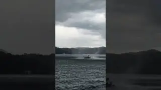 Driving a pontoon through a waterspout