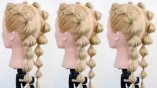 Double Bubble Braid For Complete Beginners! EASY & SIMPLE HAIRSTYLE -  NO BRAIDING ONLY ELASTICS!!!