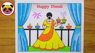 Beautiful Diwali Drawing Easy / Diwali Festival Scenery Drawing Easy For Beginners