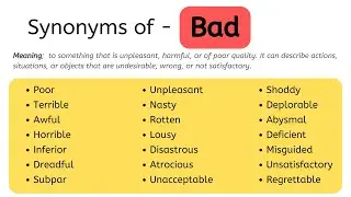 Synonyms Of Bad, Bad Synonyms Words List, Meaning & Example Words 
