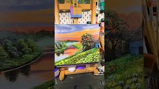 How to paint a landscape  | start to end tutorial #painting #acrylic #art #asmr #fyp #shorts #viral