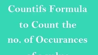 MS Excel : Countifs Formula  In Excel Hindi