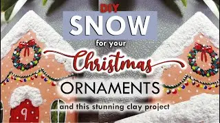 AMAZING SNOW EFFECT - diy Christmas Ornaments from air dry clay - GINGERBREAD HOUSES