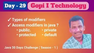 Day-29: Access modifiers in java | Private, Public, Protected & Default access modifiers | Mr. Gopi|