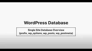 WordPress Database Schema - Single Site Database Overview (prefix, wp_options, wp post, wp_postmeta)