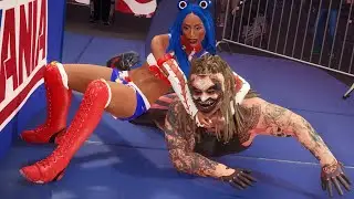 WWE 2k23: Sasha Banks & Naomi vs Fiend & Doink the Clown Halloween intergender wrestling