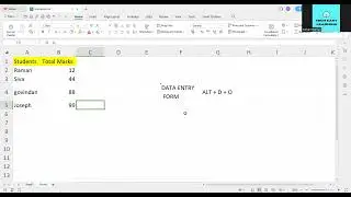 Excel Basics, Excel ShortCut, Data entry Form