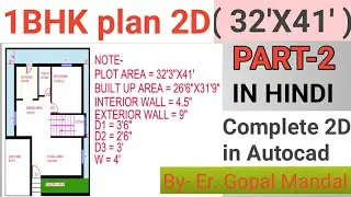 1BHK plan draw in Autocad in hindi (part 2) || Complete 2D in Autocad || 2D || 3D ||