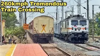 FAST AND FURIOUS 260kmph Crossing- WAP7 Darbhanga SF crosses WAP7 Duronto+Durgiana+Rajdhani- IR