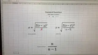 Dividing by n-1 vs. N   WHY???