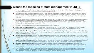 What is the meaning of state management in  NET