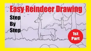 How to draw Reindeer || How to draw Forest || Deer || Jungle / Oil Pastel / Scenery drawing / Pastel