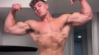 Young Guy flexing muscles