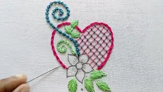 Basic stitches love embroidery design for cushion cover