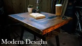 DIY table, pallet wood, strange metal legs, budget deco coffee table