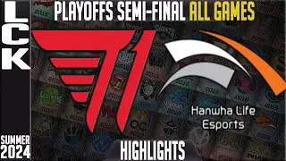 T1 vs HLE Highlights ALL GAMES | LCK Playoffs Summer 2024 Semi-Finals | T1 vs Hanwha Life Esports