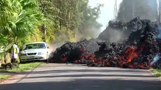 Dramatic timelapse footage shows lava engulfing car in Hawaii