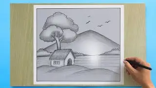 Most Easy Scenery Drawing with Pencil