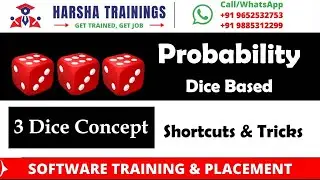 PROBABILITY || 3 - DICE PROBLEMS || BEST TRICK || HARSHA TRAININGS