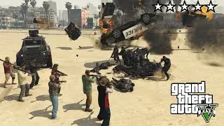 GTA 5 Michael and Friends FIVE STAR RPG RAMPAGE COP BATTLE (Epic Police Chase)