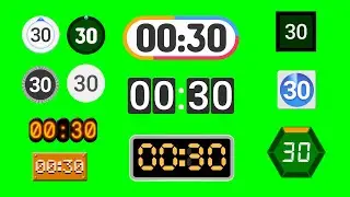 12 Styles of 30 Seconds Countdown Timer Green Screen (FREE to Use)