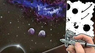 Airbrushing a Space Scene using AirShot Stencils