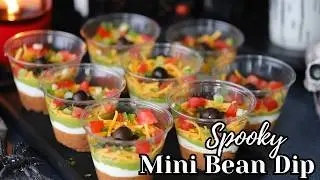 Spooky Mini Bean Dip Cups 🎃  Easy Halloween Recipe!