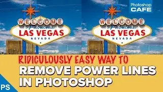 REMOVE POWER LINES in a photo with PHOTOSHOP, so easy