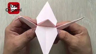 Оригами журавлик, origami crane, журавль подробная инструкция с комментариями на русском языке.