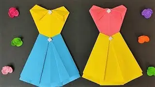 ОРИГАМИ ПЛАТЬЕ ИЗ БУМАГИ / ПОДЕЛКИ ИЗ БУМАГИ / ORIGAMI DRESS MADE OF PAPER