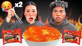 EXTREME 2X NUCLEAR FIRE NOODLES CHALLENGE!! (MUKBANG)