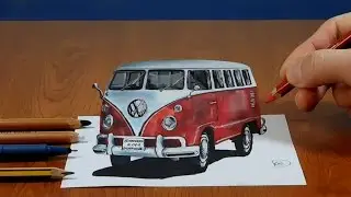 3d painting VW classic van   visual illusion