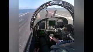 Boeing F/A-18E Super Hornet catapult take off and landing on a carrier - cockpit video