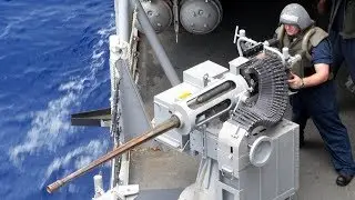 US Sailors Training on Mk 38 25mm Chain Gun [M242 Bushmaster] - A Live Fire Exercise