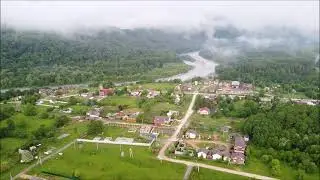Адыгея сверху на дроне Хамышки курортный посёлок на реке Белая