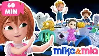 Wheels on the bus | Halloween songs for Children | Halloween Bus | Nursery Rhymes by Mike and Mia